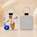 Personalised PU Leather Photo Keyring – White or Silver Back