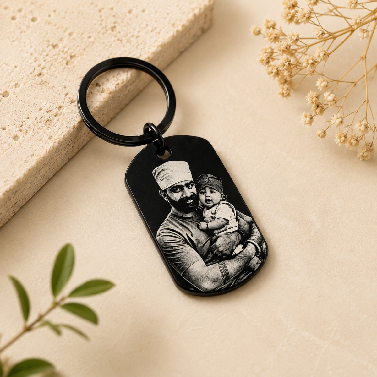 Personalised Photo Black Aluminium Keyring