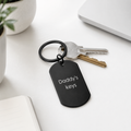 Personalised Engraved Black Aluminium Keyring – Custom Message