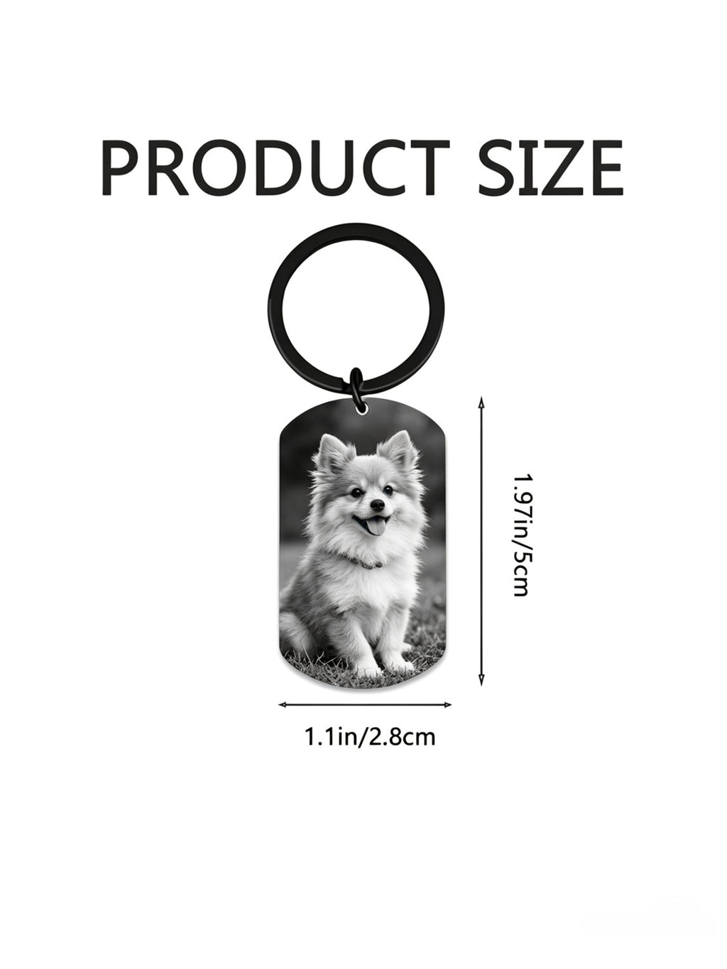 Personalised Photo Black Aluminium Keyring with Back Engraving