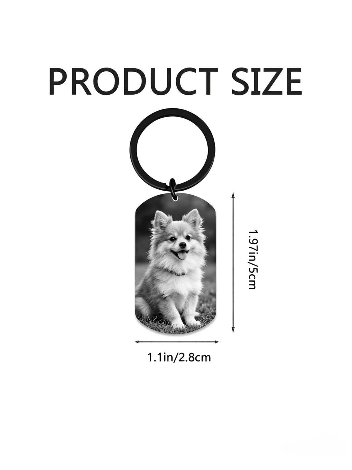 Personalised Photo Black Aluminium Keyring with Back Engraving