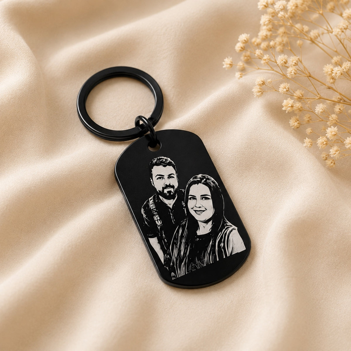 Personalised Photo Black Aluminium Keyring