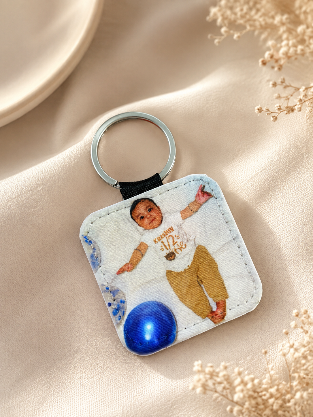 Personalised Double-Sided PU Leather Photo Keyring