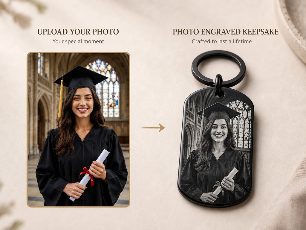 Personalised Photo Black Aluminium Keyring