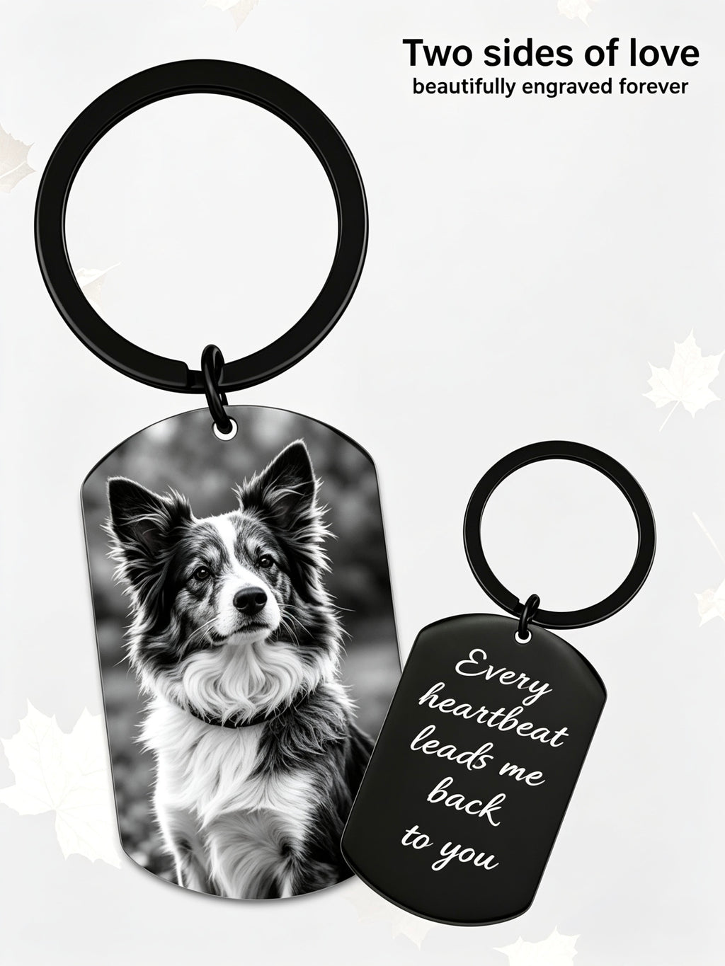 Personalised Photo Black Aluminium Keyring with Back Engraving
