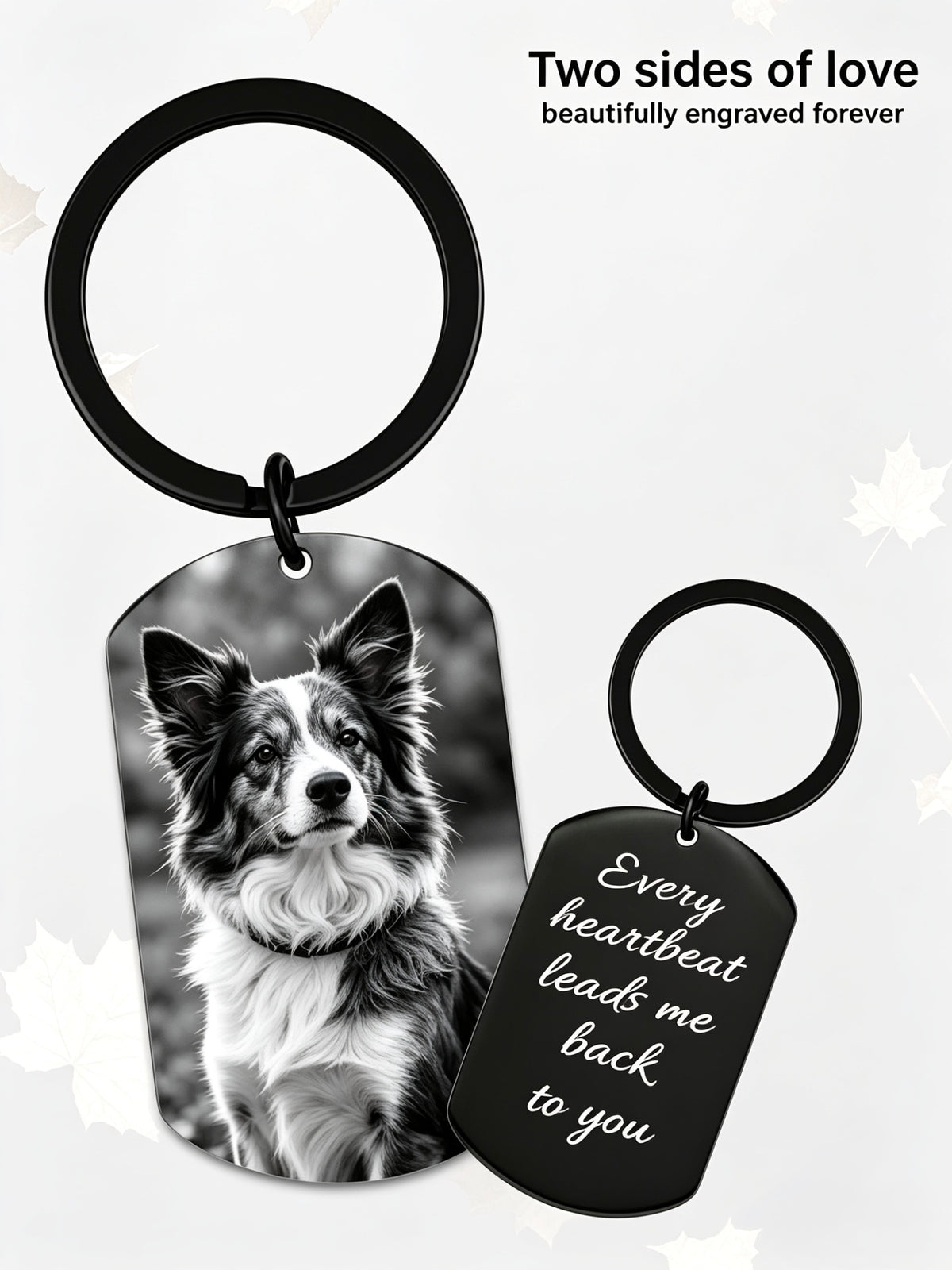 Personalised Photo Black Aluminium Keyring with Back Engraving
