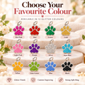 Personalised Glitter Paw Pet ID Tag – Custom Name, Mobile Number & Address