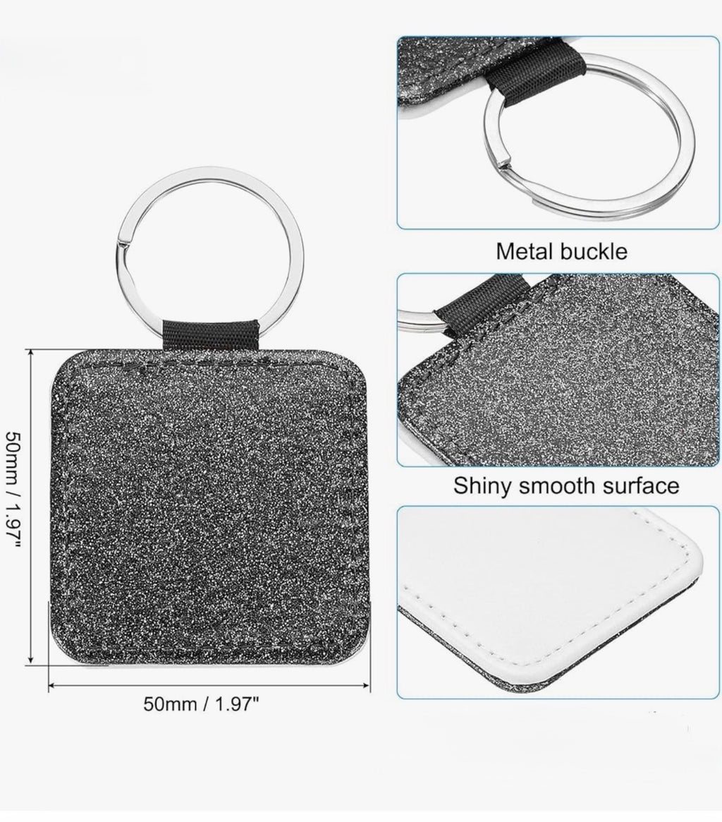 Personalised PU Leather Photo Keyring – White or Silver Back