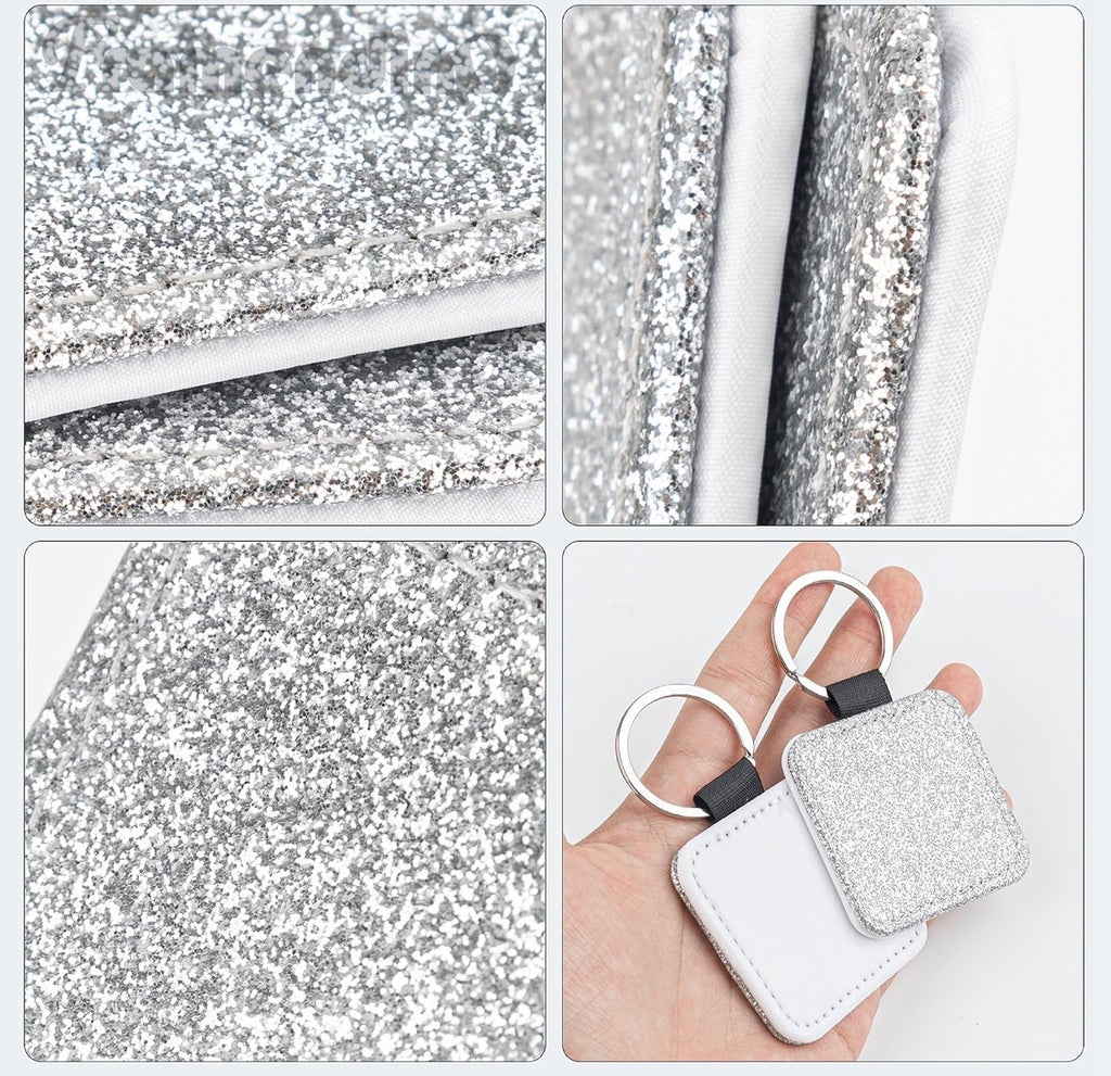 Personalised PU Leather Photo Keyring – White or Silver Back